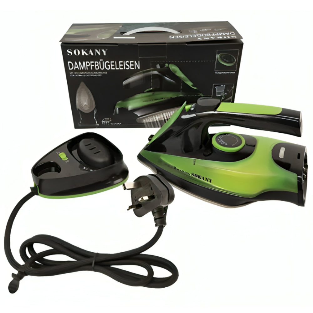 Sokany Steam Iron SK-2085 Green – Powerful, Fast-Heating, and Ergonomic for Effortless Ironing