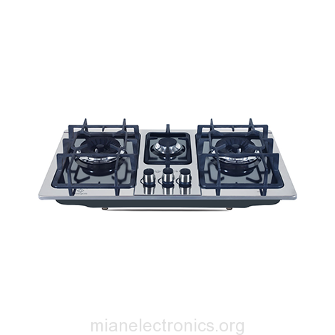NASGAS HOB DG-444 BK | 3-Burner Gas Hob with Auto Ignition | Stainless Steel Cooktop