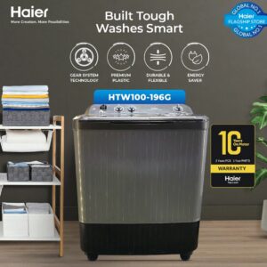 Haier HTW-100-196G/S 10 KG Semi Auto Washing Machine